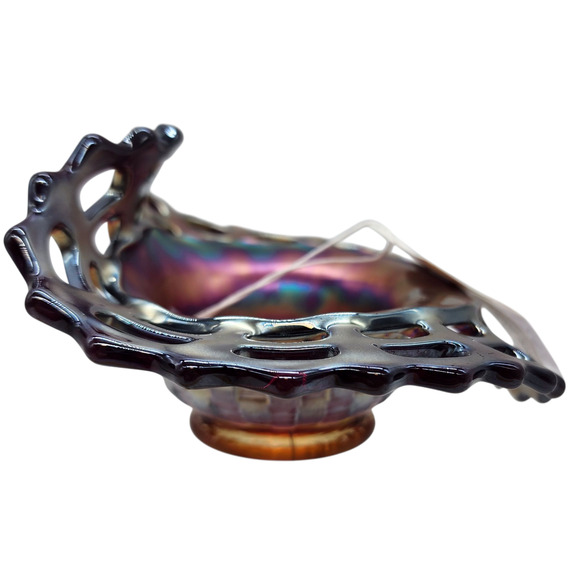 Vintage Fenton Red Open Edge Two Row JIP Hat Jack In Pulpit - Picture 4 of 6